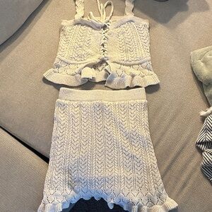 Elegant Knit Kids Dress Set in Cream